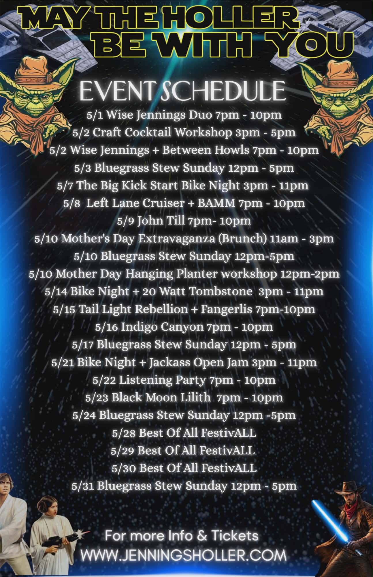 Upcoming events at Jennings Holler